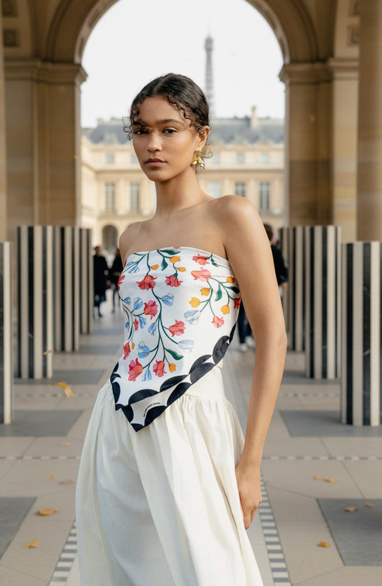 Jessie Zhao New York Double Sided Silk Scarf Floral Echo, Alternate, color, White