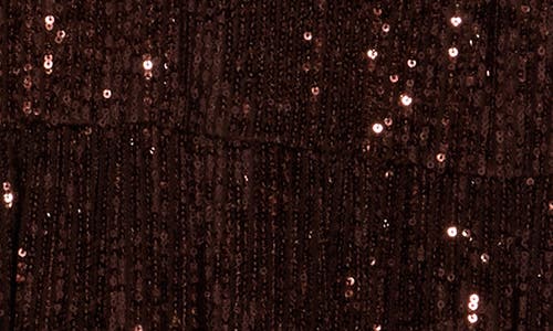 Eliza J Balloon Sleeve Tiered Sequin Trapeze Dress In Brown