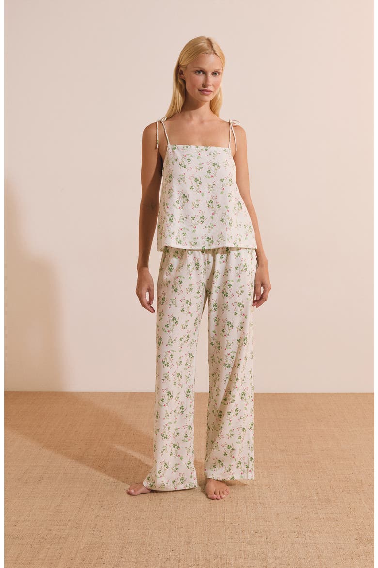Tillieul Floral Tie Strap Camisole, Alternate, color, WHITE
