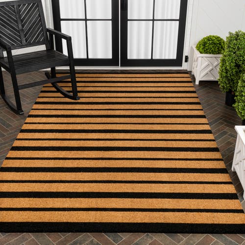 Jonathan Y Peater Classic Casual Commerical Natural Coir Mat Indoor/outdoor In Black