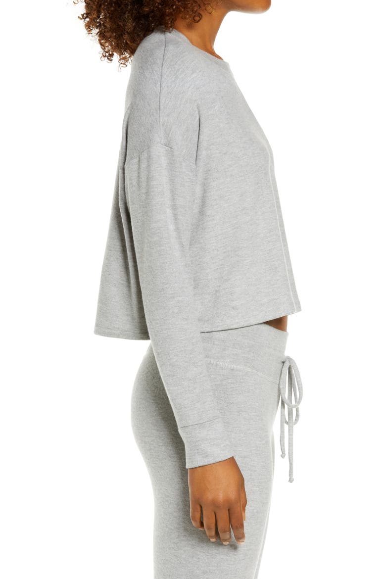 Brushed Up Crop Sweatshirt, Alternate, color, LIGHT HEATHER GRAY