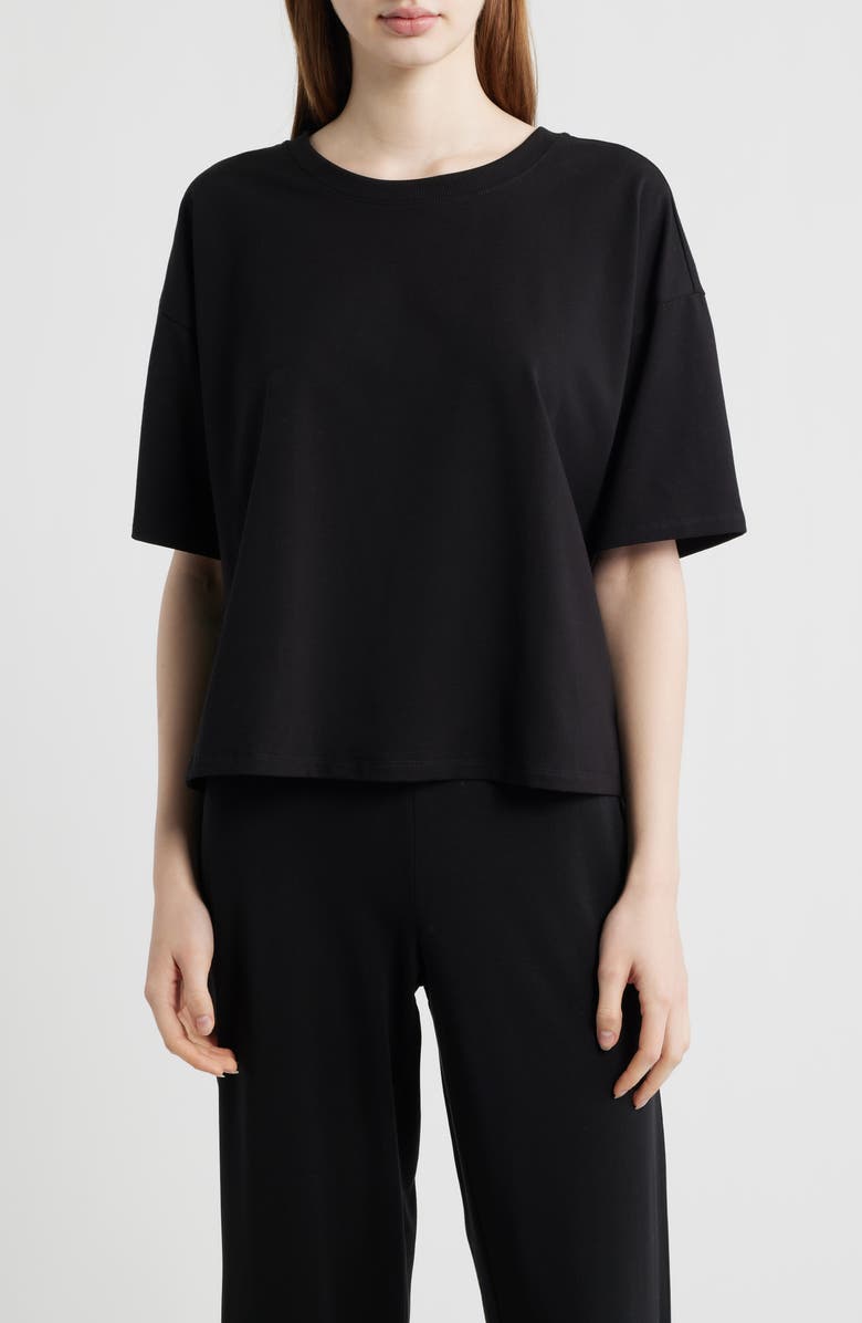Eileen Fisher Boxy Crewneck T-Shirt, Main, color, Black