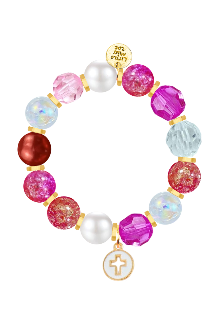 Kids' Cross Charm Bracelet in Signature Gift Box, Alternate, color, Pink