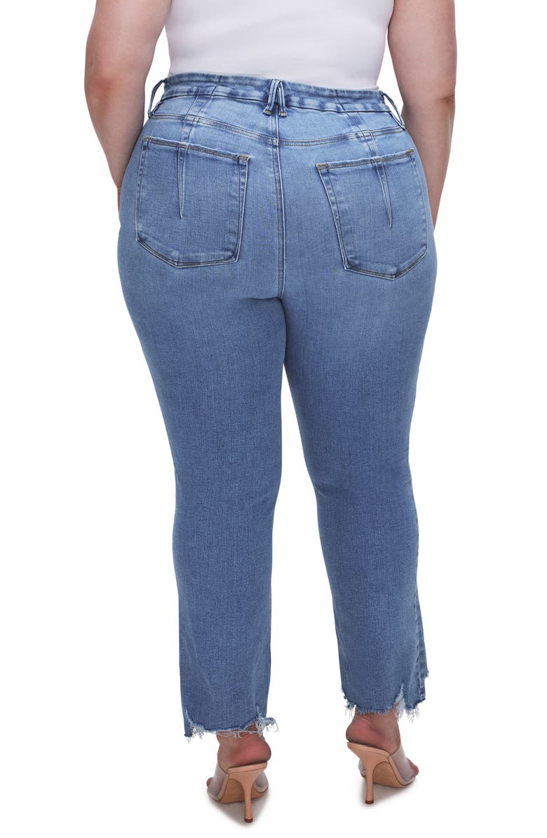 Good American Good Legs Frayed High Waist Ankle Straight Leg Jeans, Alternate, color,