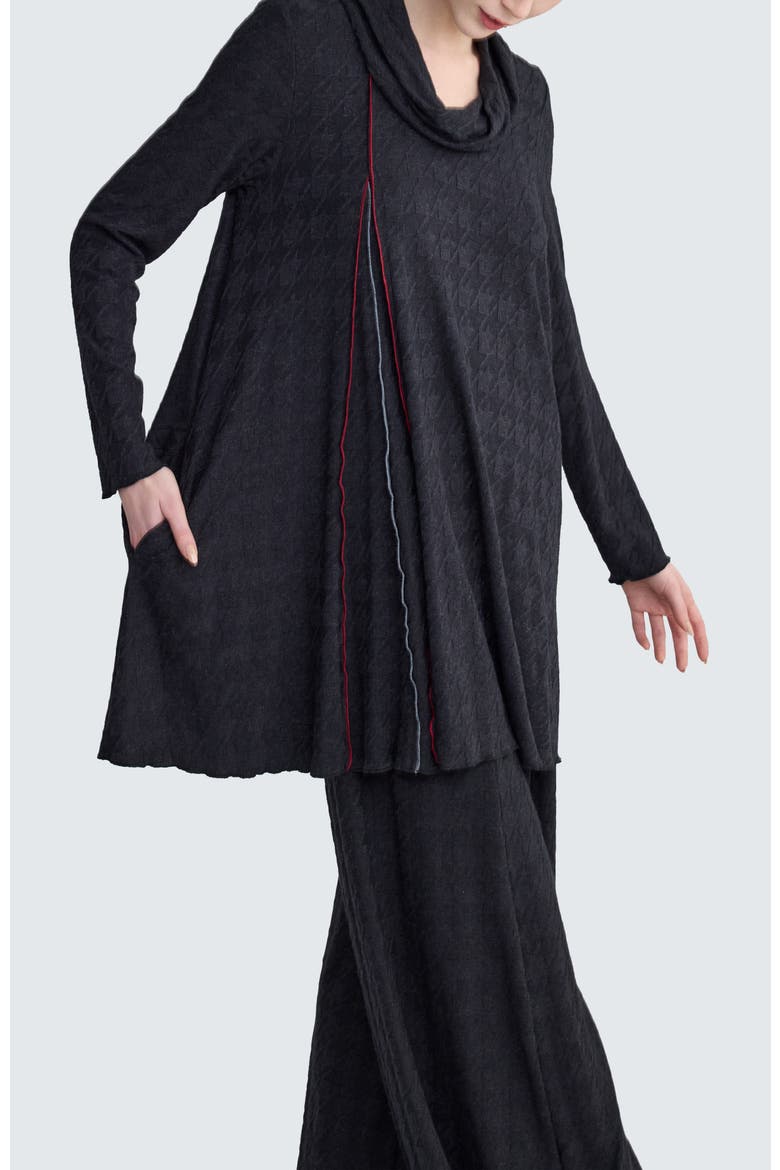 Sylra Pleated Tunic, Alternate, color, Coalblack Red