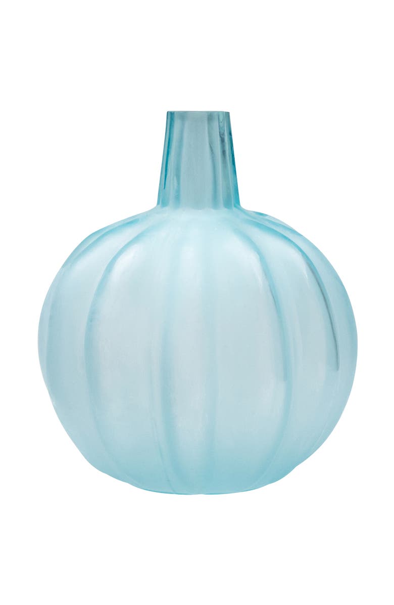 Northlight Transparent Glass Pumpkin Candle Holder - 9" - Blue, Alternate, color, Blue