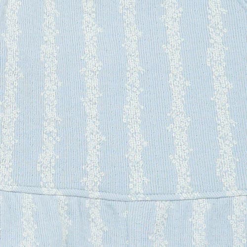 Modern Moments™ By Gerber Ruffle Short Romper In Lt Blue Mini Flower Stripe