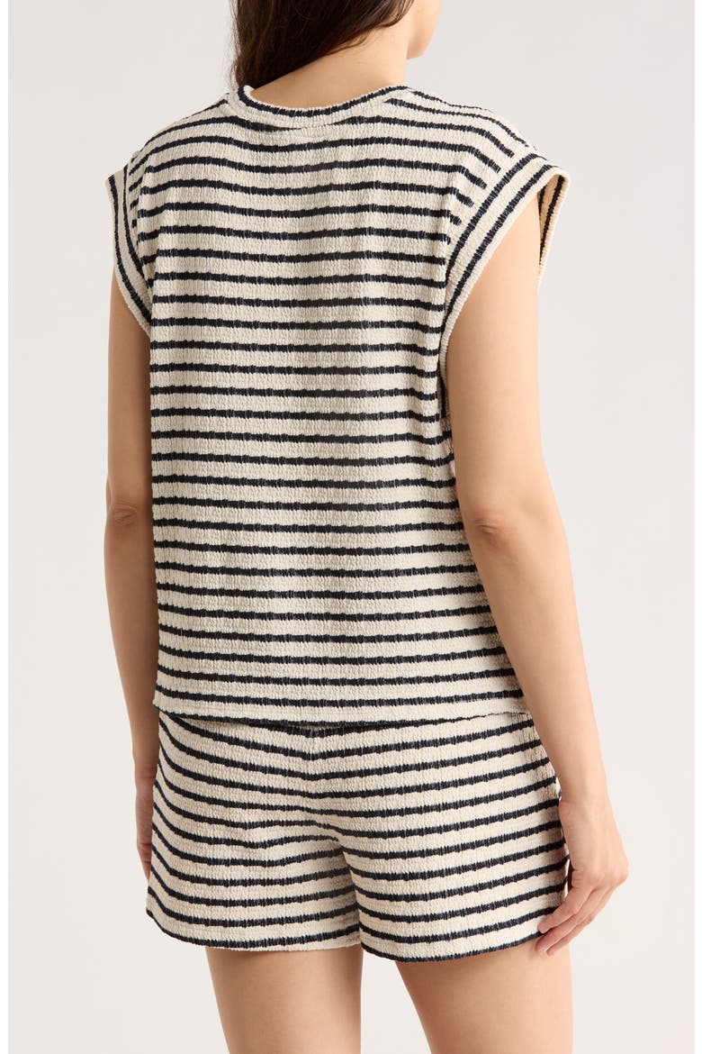 Cap Sleeve Top, Alternate, color, CREAM/ DARK NAVY