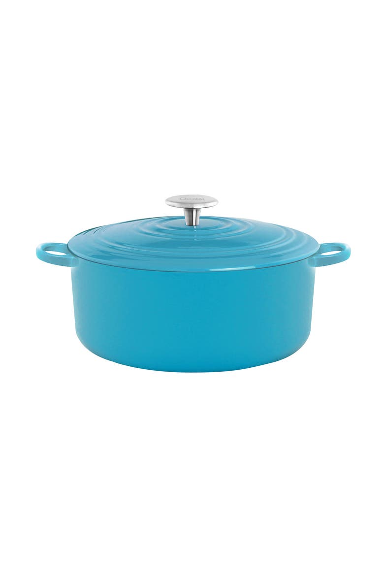 5.6 Qt Round Cast Iron Dutch Oven, Main, color, Sea Blue