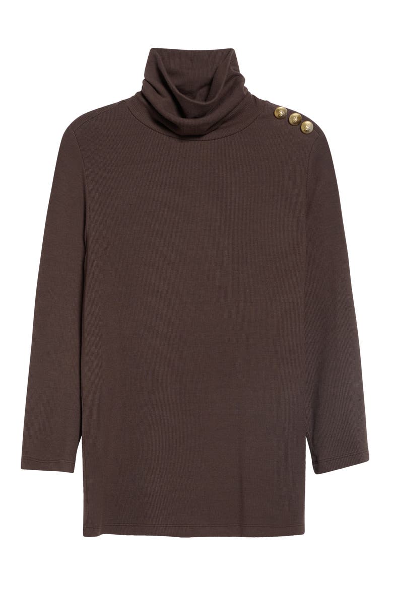 Aja Turtleneck Top, Alternate, color, DARK JAVA/ GOLD