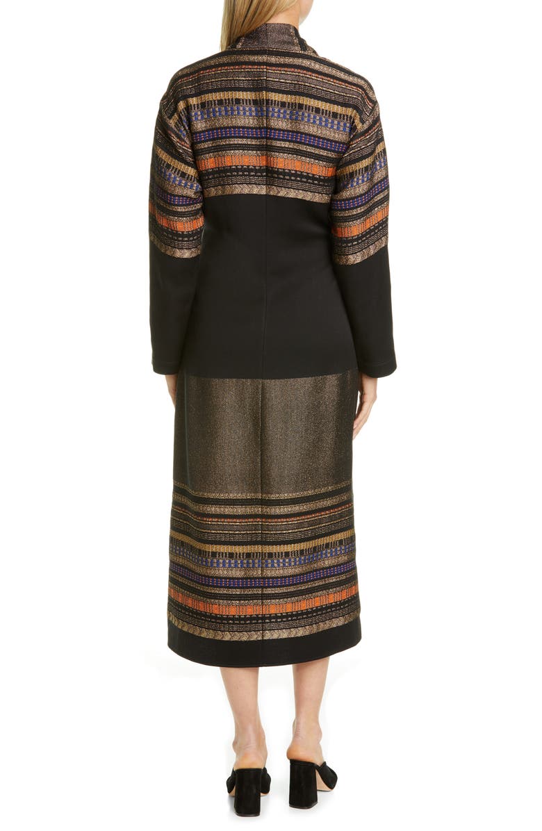 Zero + Maria Cornejo Tasmeen Metallic Jacquard Wrap Coat, Alternate, color, 