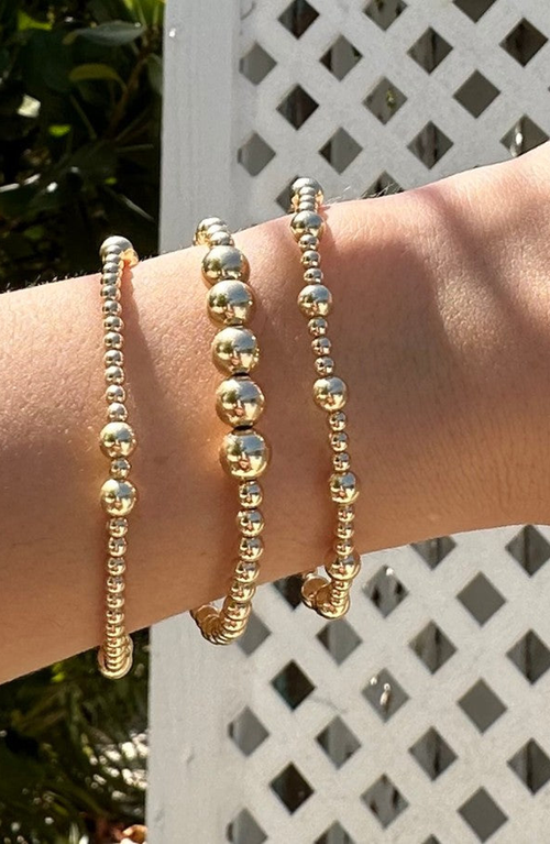 Little Sky Stone Alternating 3mm 5mm Bead Bracelet In Gold