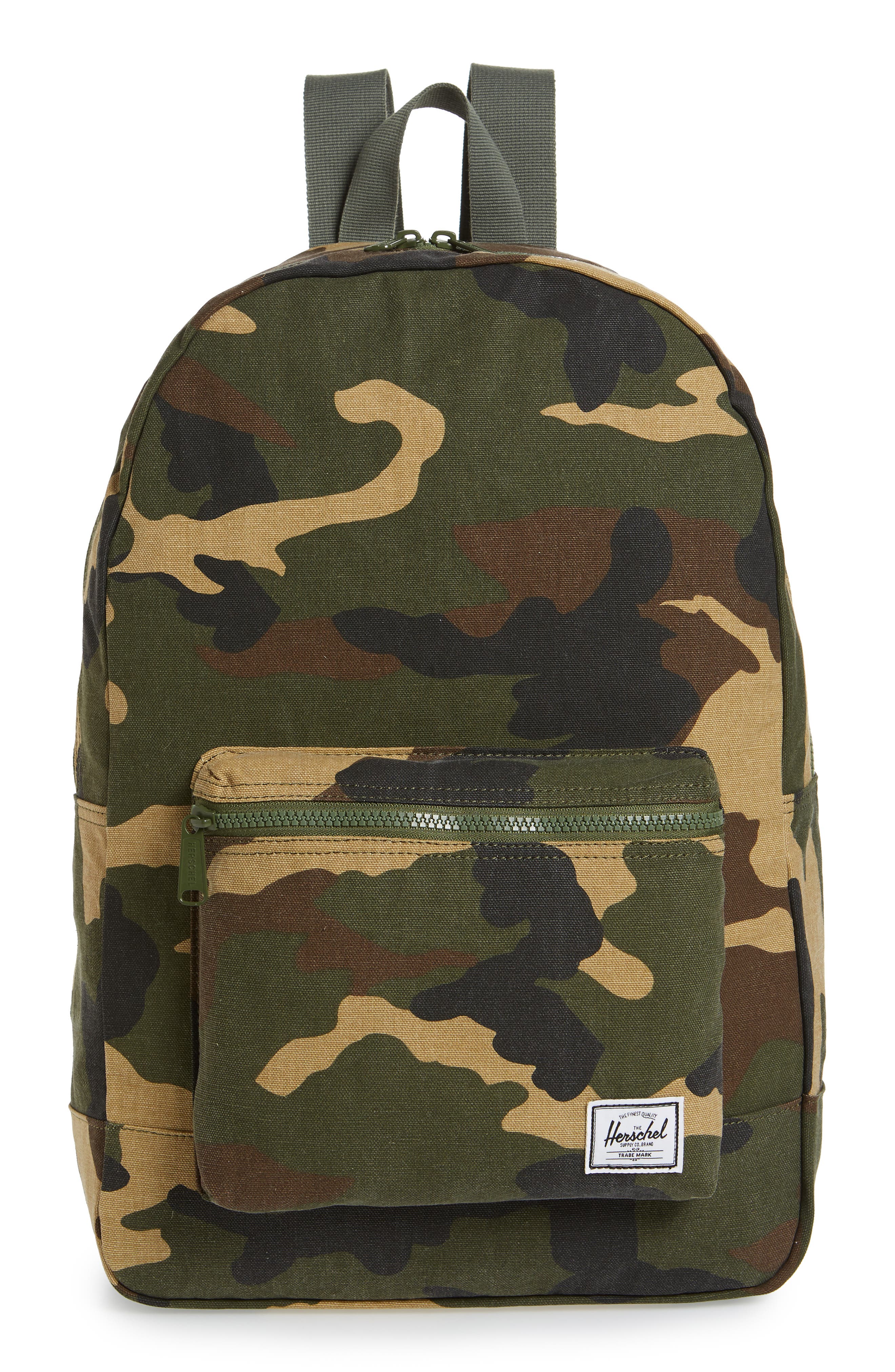 Cotton Casuals Daypack Backpack, Main, color, WOODLAND CAMO
