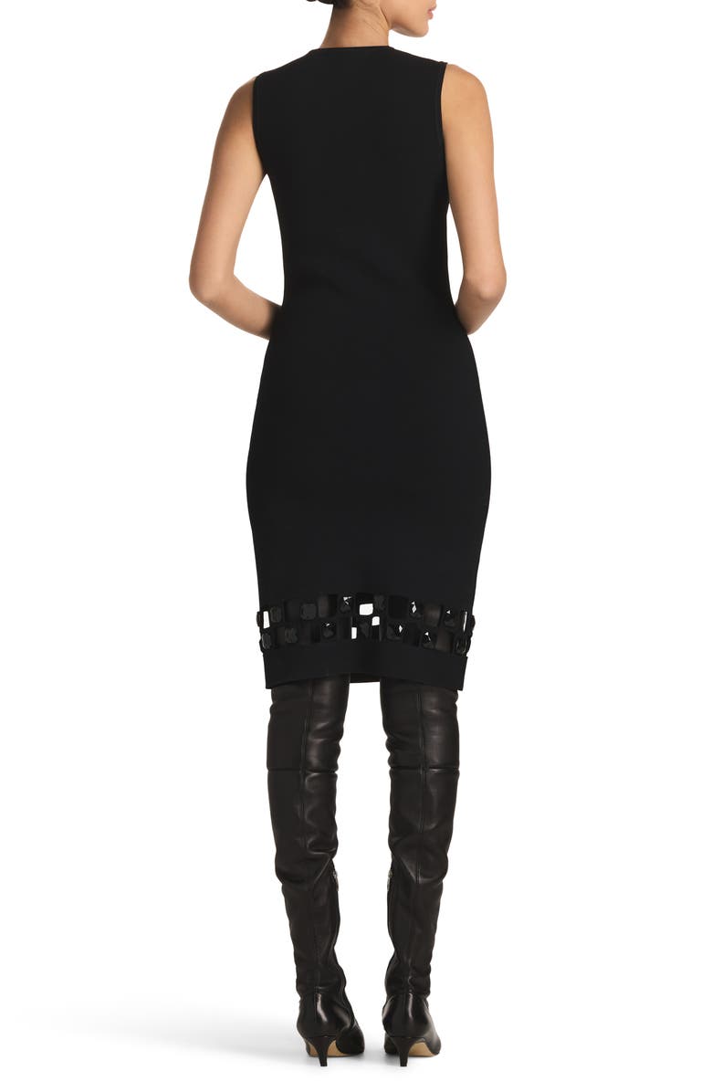 St. John Evening Checkerboard Cutout Sleeveless Knit Sheath Dress, Alternate, color, 