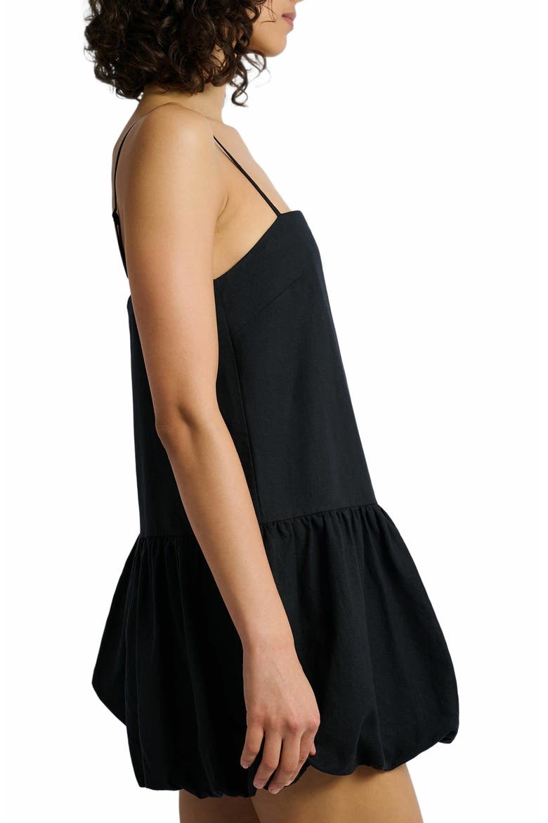 Air Linen Bubble Mini Dress, Alternate, color, BLACK