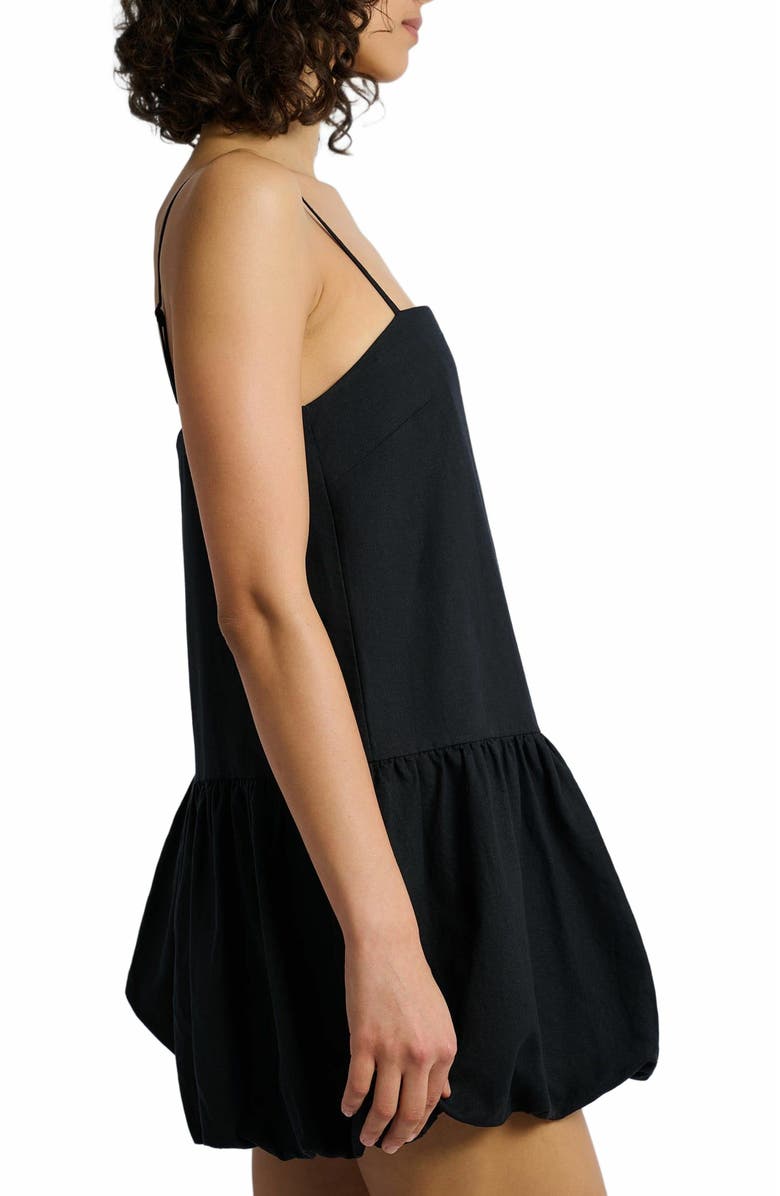 Onia Air Linen Bubble Mini Dress, Alternate, color, Black