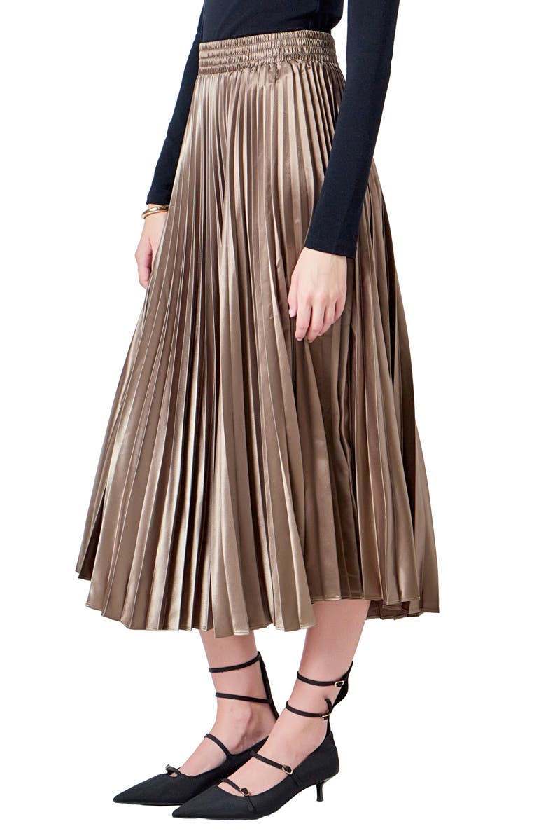 Endless Rose Sunburst Pleated Skirt, Alternate, color, Mocha