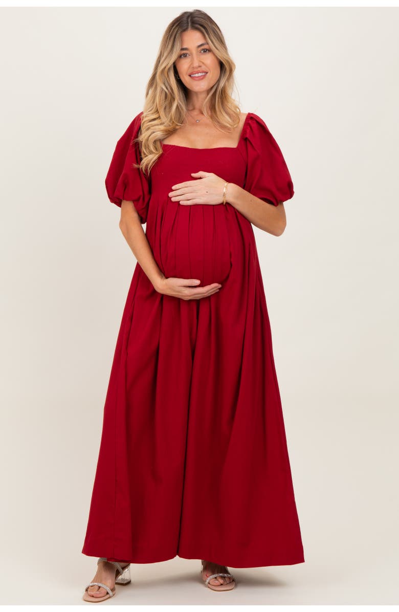 PinkBlush Square Neck Puff Sleeve Maxi Dress, Main, color, Burgundy