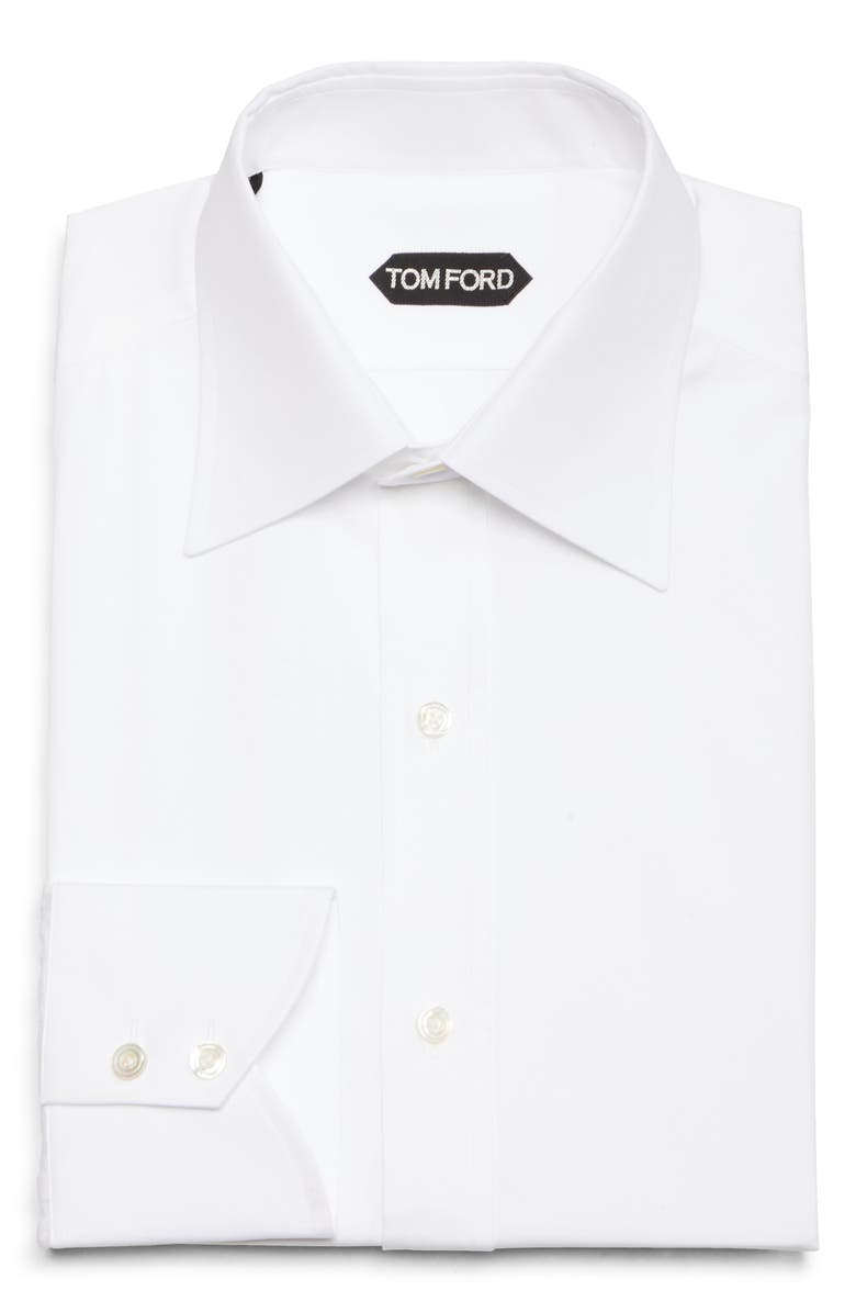 TOM FORD Slim Fit Poplin Button-Up Shirt, Alternate, color, Optical White