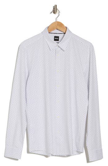 Hugo Boss Boss Roan Kent Long Sleeve Button-up Shirt In White
