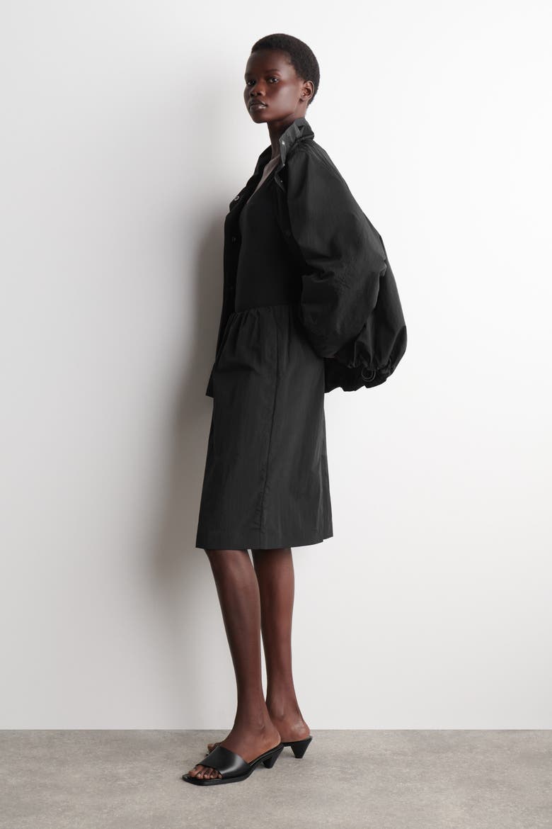 Gathered Pencil Skirt, Alternate, color, BLACK