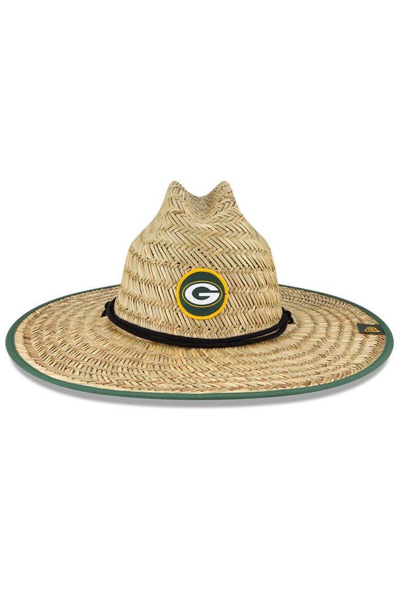Men's New Era Natural Green Bay Packers NFL Training Camp Official Straw Lifeguard Hat, Alternate, color, Natural
