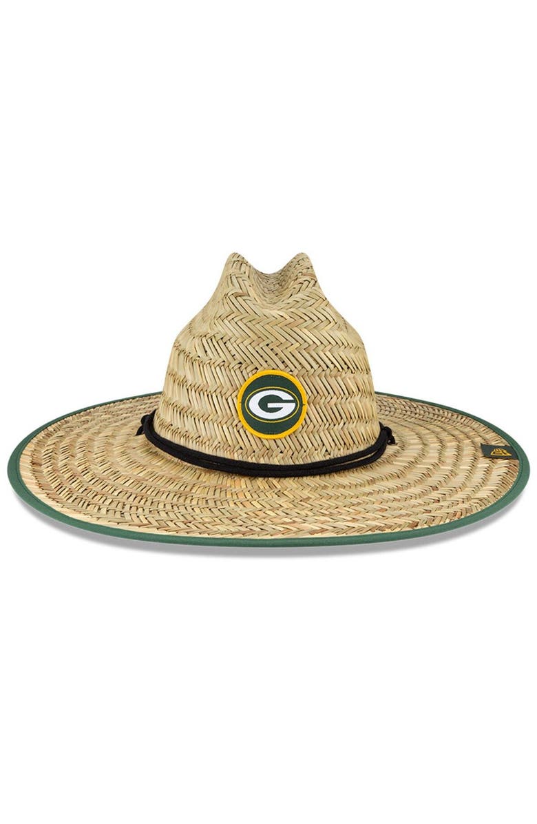 New Era Men's New Era Natural Green Bay Packers NFL Training Camp Official Straw Lifeguard Hat, Alternate, color,