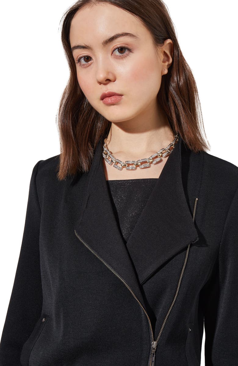 Ming Wang Knit Moto Jacket, Alternate, color, Black