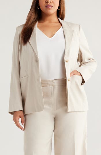 Nordstrom Stretch Linen Blend Boyfriend Blazer In Neutral