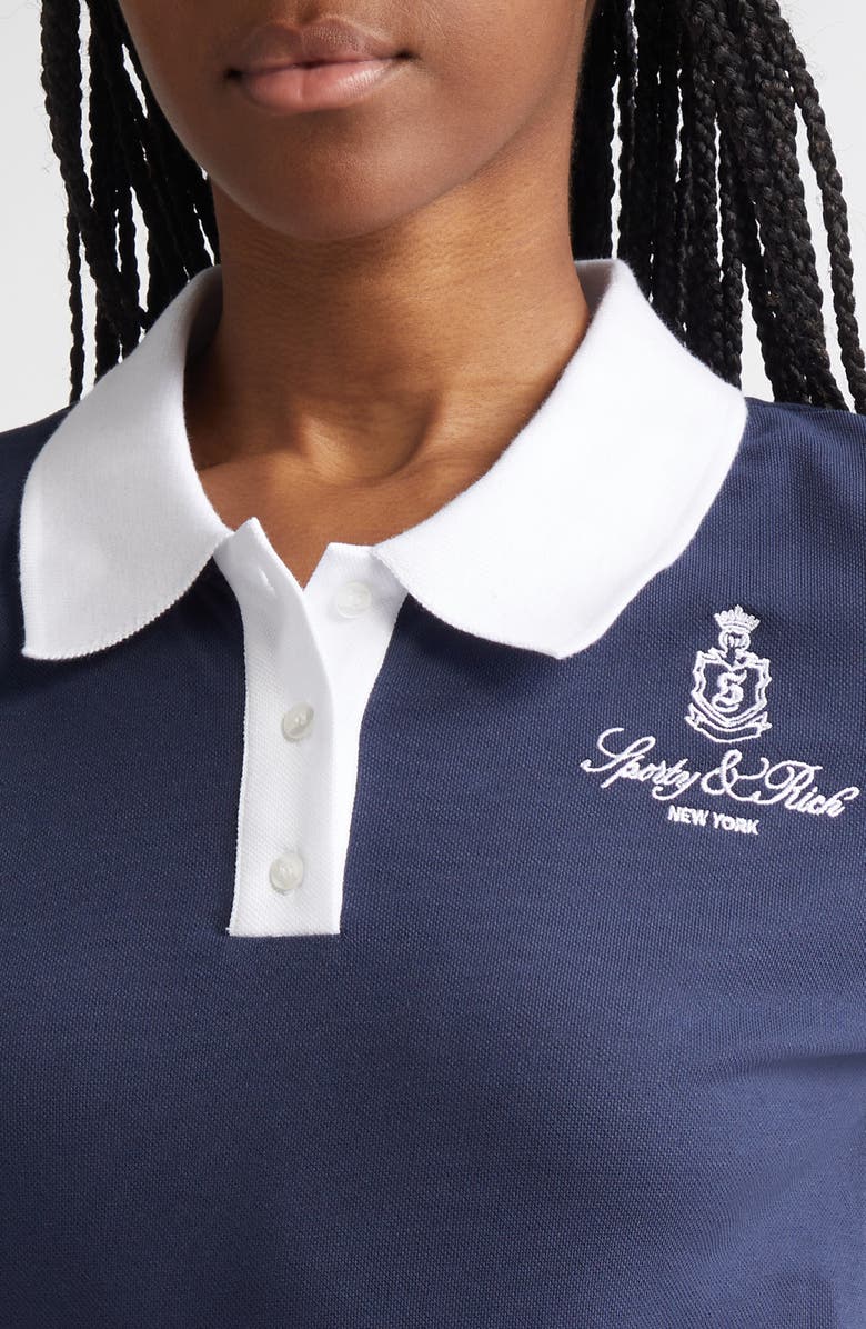 Sporty & Rich Vendome Stretch Cotton Polo Shirt, Alternate, color, 