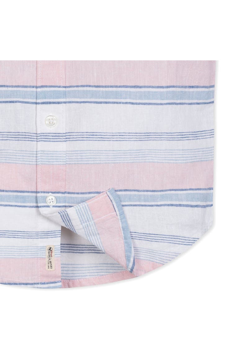 Boys' Linen Short Sleeve Button Down Shirt, Infant, Alternate, color, English Variegated Stripe