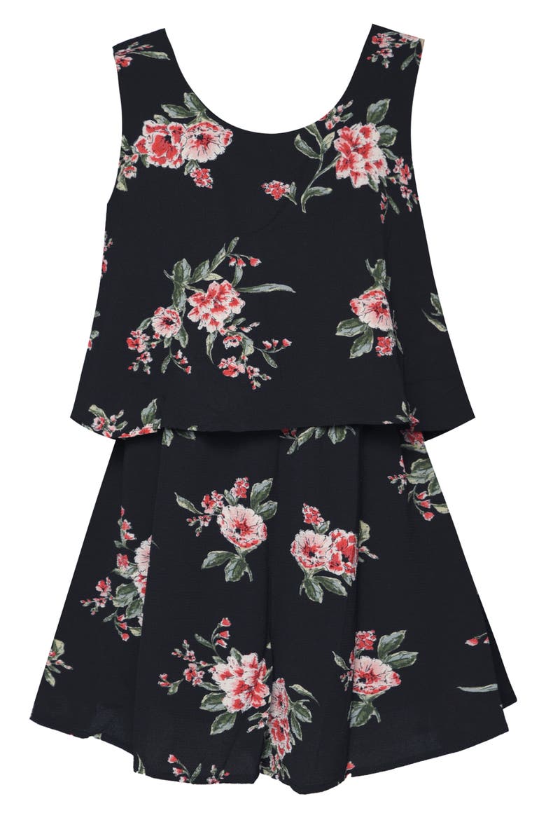 Kids' Popover Romper, Main, color, BLACK MULTI