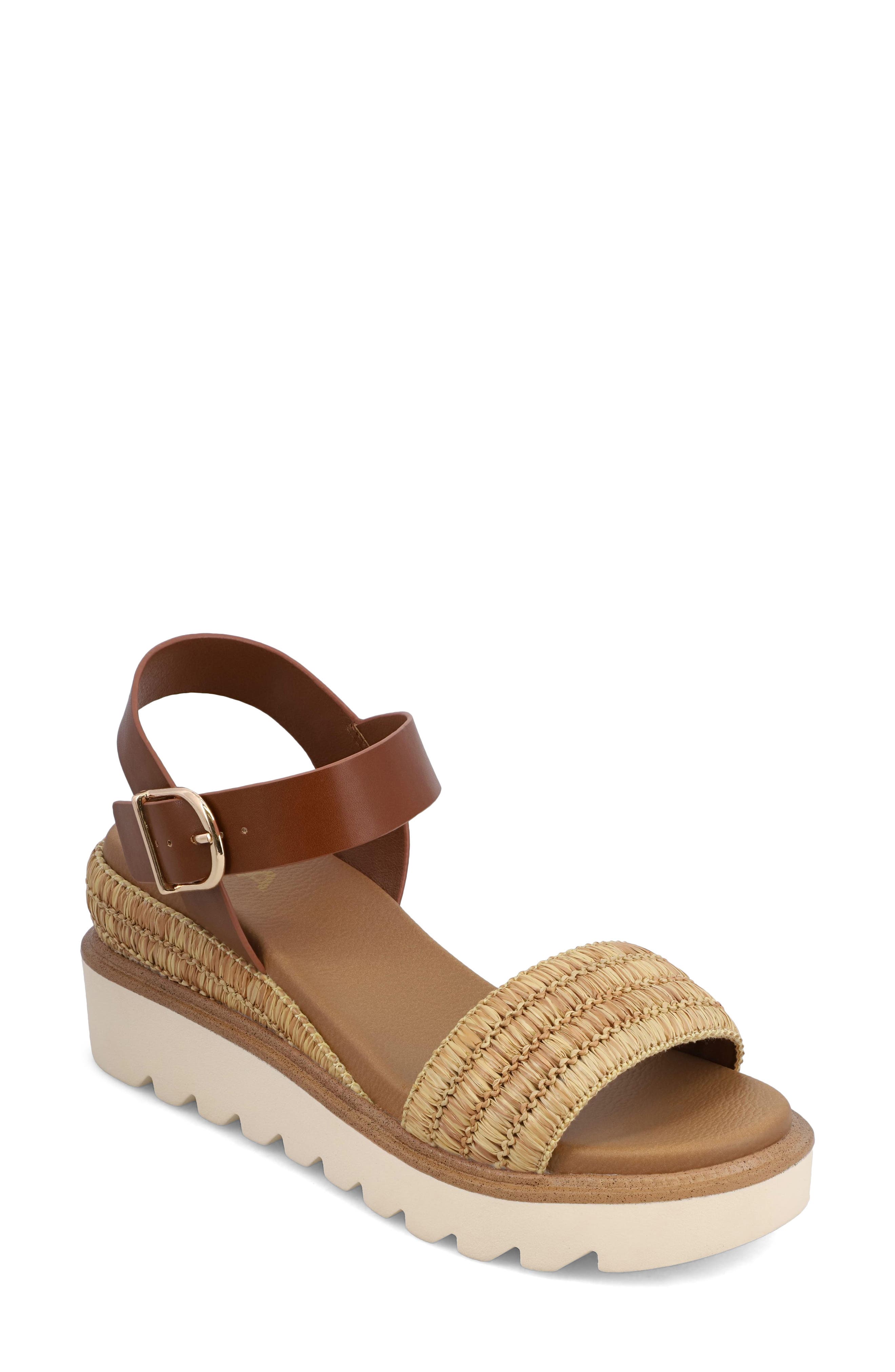 MIA Odalys Wedge Sandal, Main, color, Cognac/ Natural