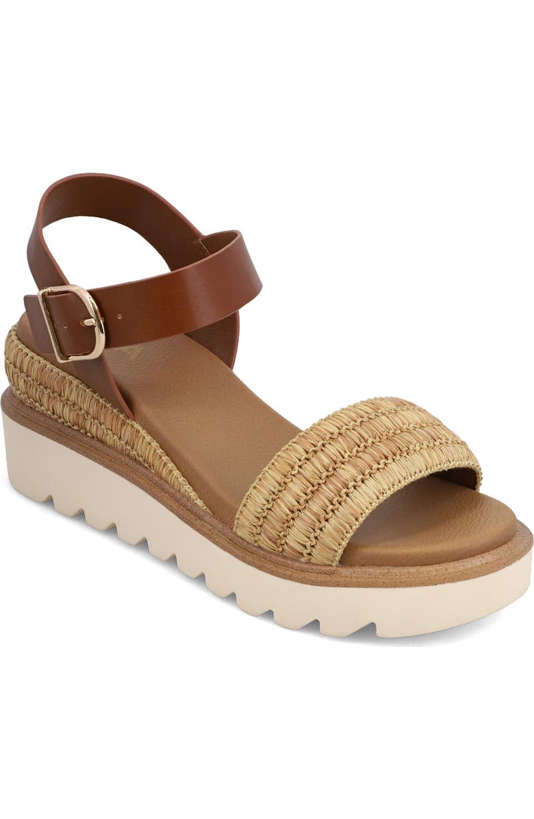 MIA Odalys Wedge Sandal, Main, color, Cognac/ Natural