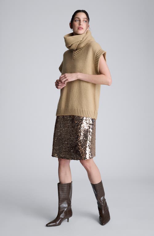 Kenneth Cole Cap Sleeve Sweater With Removable Scarf In Neutral