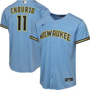 Nike Youth Nike Jackson Chourio Light Blue Milwaukee Brewers Road Replica Jersey