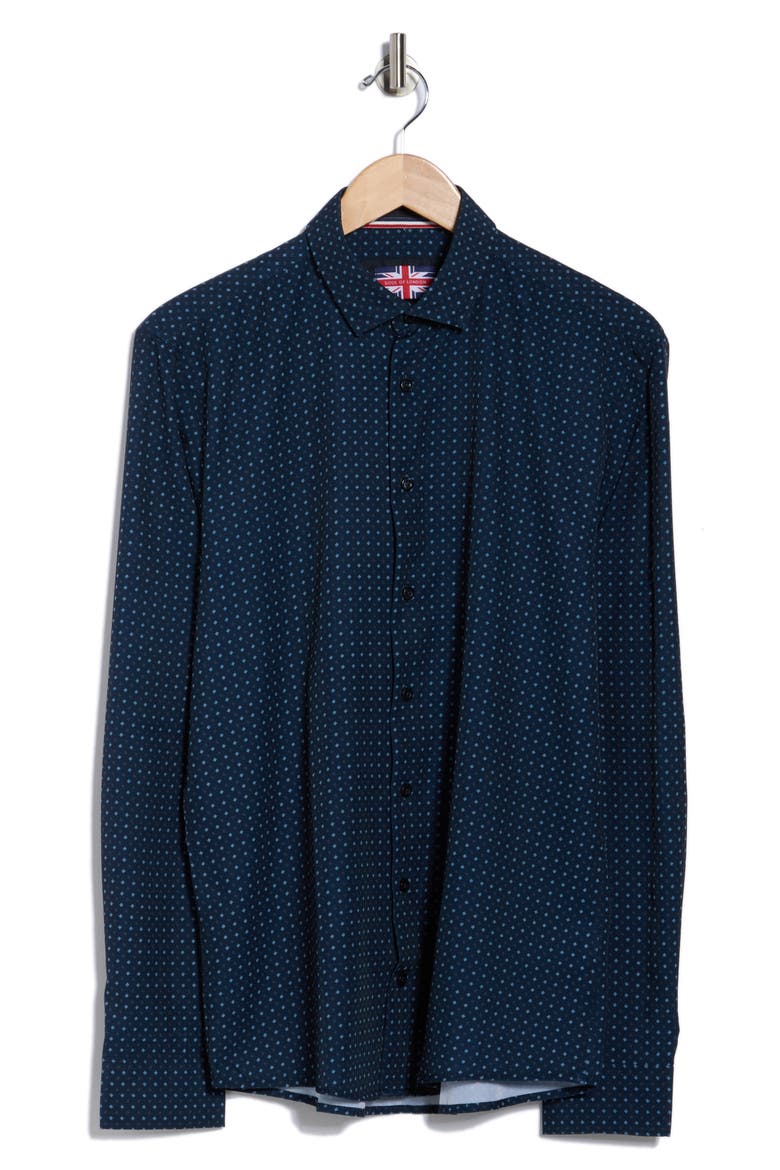 Microfiber Button-Up Sport Shirt, Alternate, color, NAVY