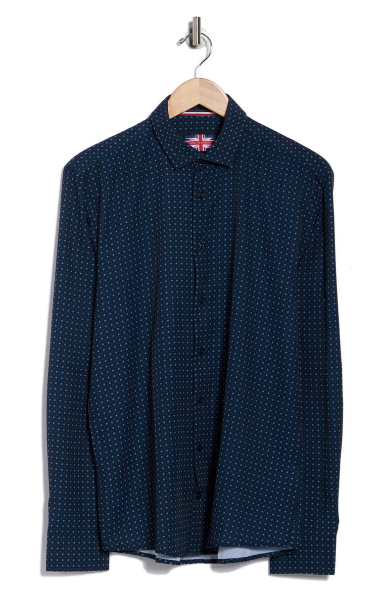 SOUL OF LONDON Microfiber Button-Up Sport Shirt, Alternate, color, Navy