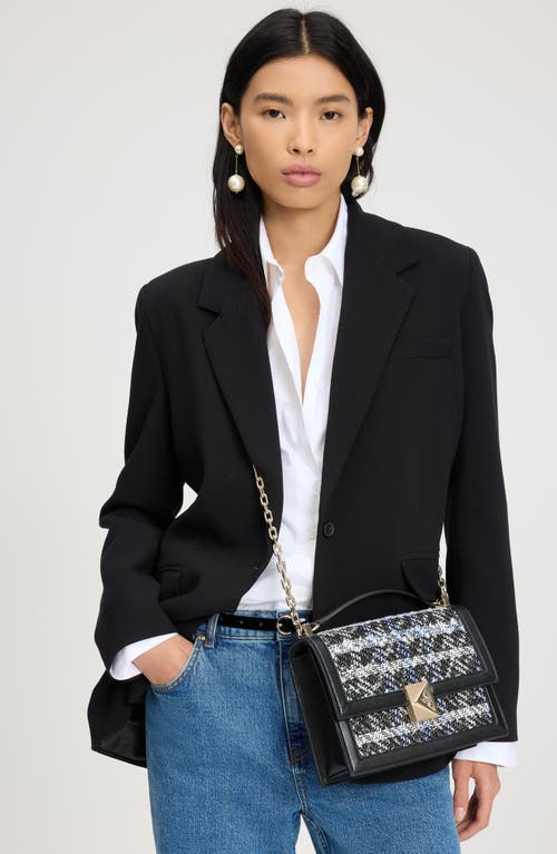 Kate Spade New York Tribeca Plaid Tweed Convertible Chain Shoulder Bag In Black Multi.