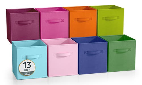 Sorbus 8-piece Foldable Cube Bins In Deep Pastel