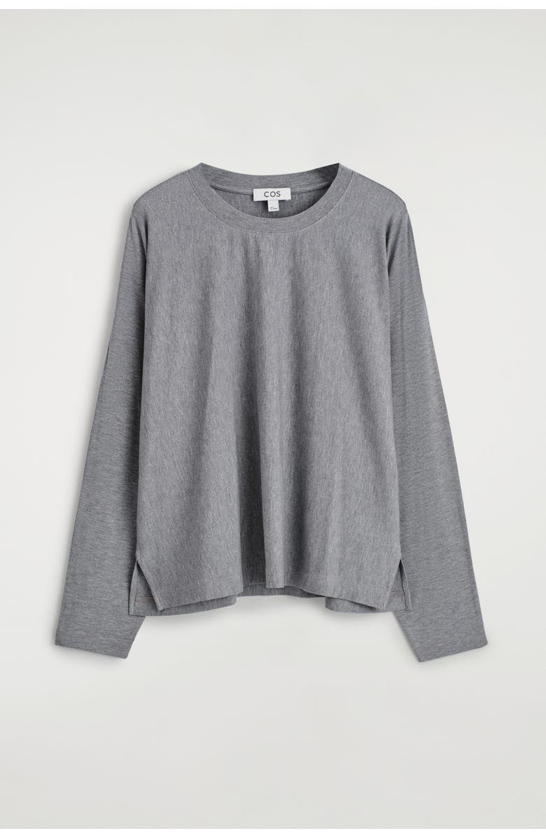 COS Fluid Jersey Long-Sleeved Top, Alternate, color, Gray
