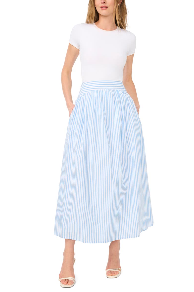 Stripe High Waist A-Line Skirt, Alternate, color, DENIM MULTI