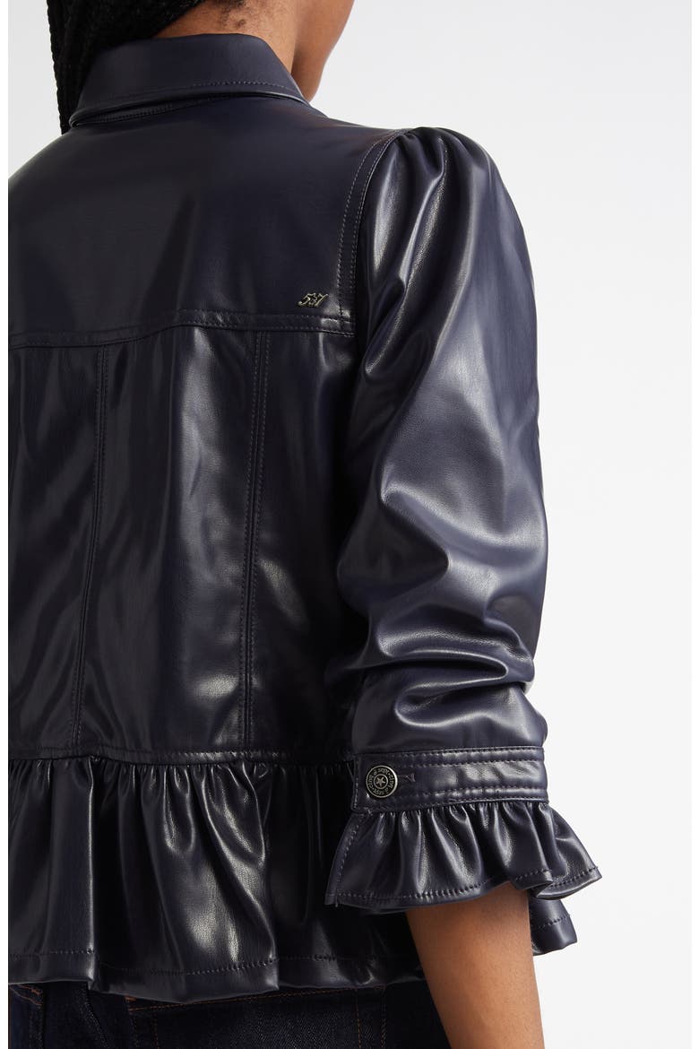 Delanie Faux Leather Peplum Jacket, Alternate, color, NAVY