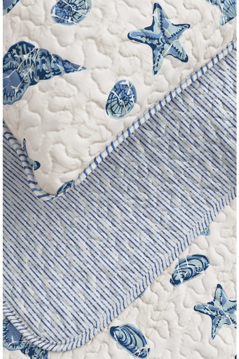 Coastal Seashells Quilt Set, Alternate, color, BLUE SHELLS
