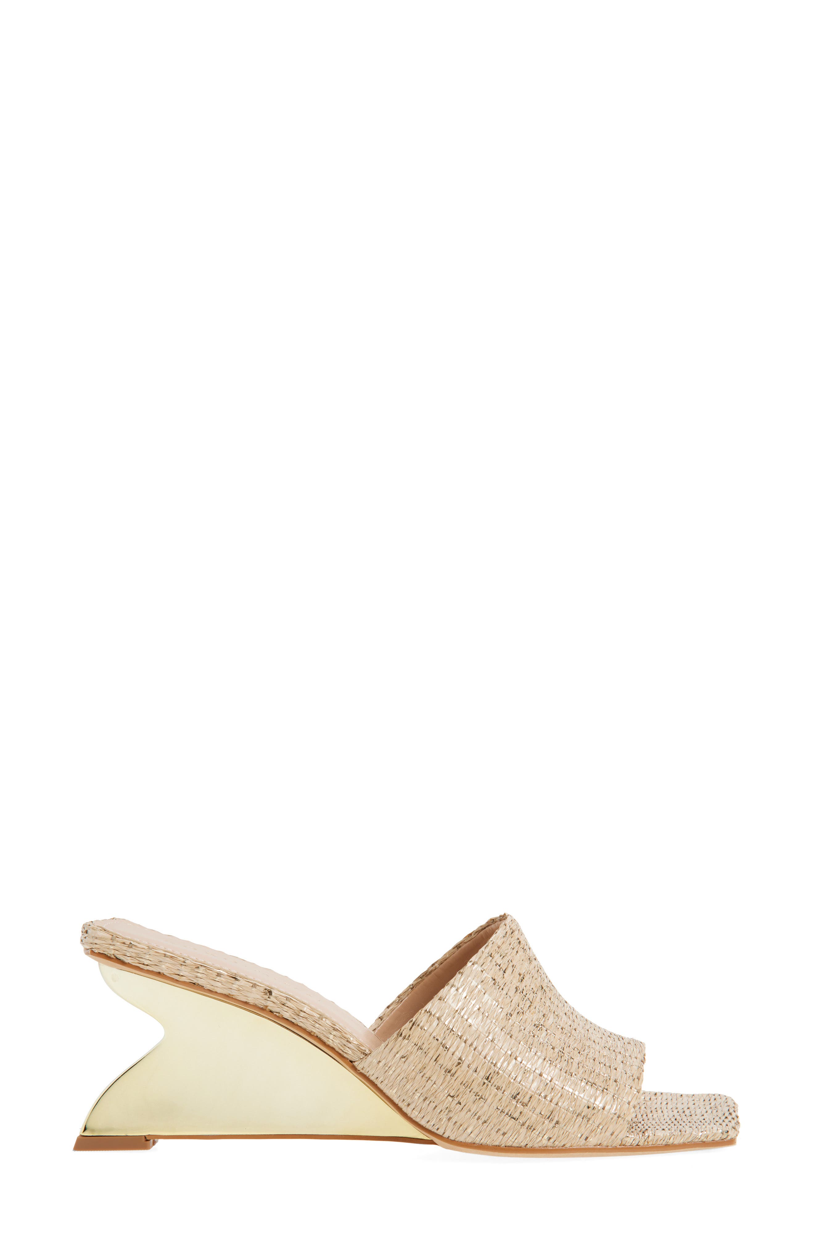 KOKO + PALENKI Talo Wedge Slide Sandal, Alternate, color, Gold Metallic Fabric