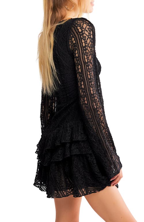 Free People Tabby Lace Long Sleeve Minidress In Black