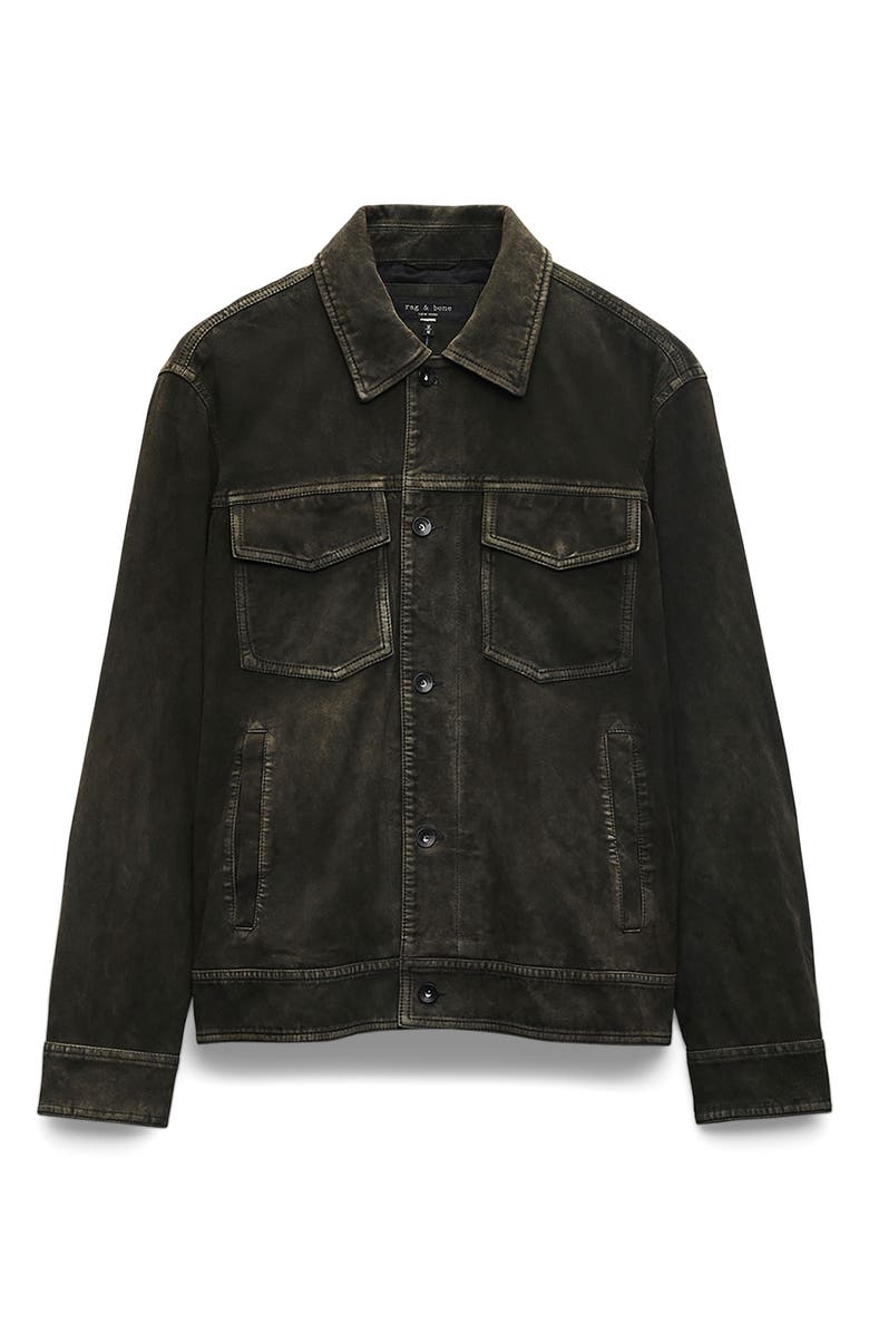 rag & bone Suede Trucker Jacket, Alternate, color, Black
