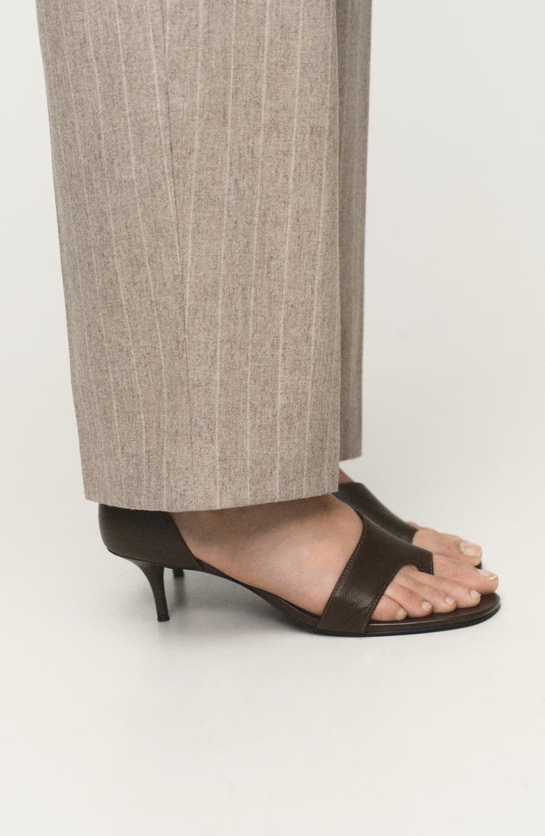 MANGO Asymmetric Leather Sandal, Alternate, color, Khaki Brown
