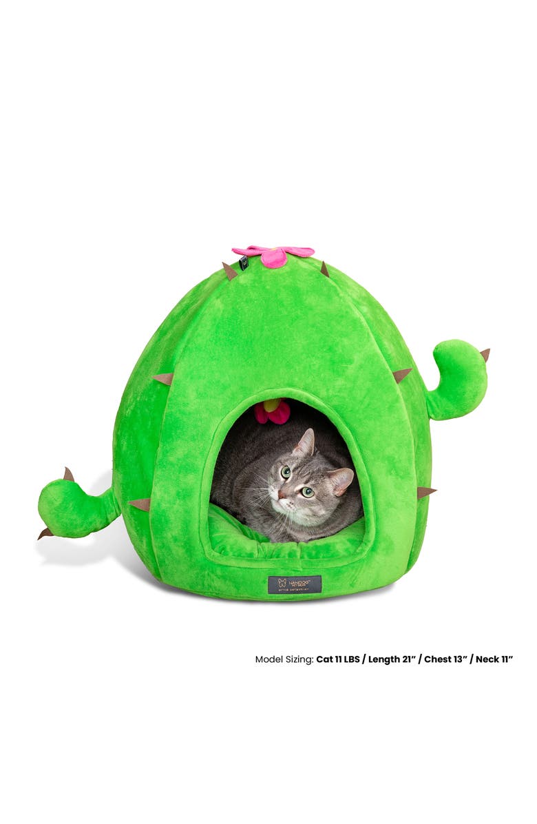 Nandog Pet Gear Fun Collection Dog and Cat Bed - Cactus Hut, Alternate, color, Green