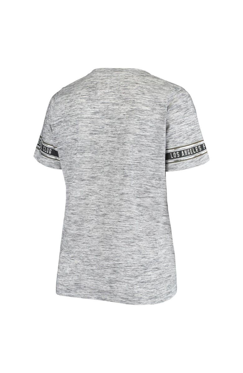 5TH AND OCEAN BY NEW ERA Women's 5th & Ocean by New Era Heathered Gray LAFC Plus Size Logo Space Dye V-Neck T-Shirt, Alternate, color,
